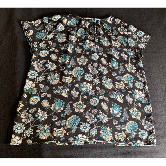 Premise Studio Womens Floral Short Sleeve Top Size XLarge Black Multicolor - Picture 10 of 11